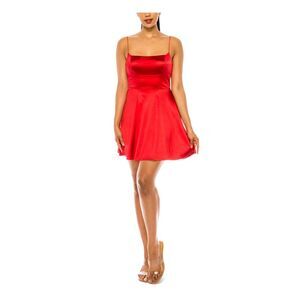 NWT B DARLIN Womens Red Sleeveless Short Party Fit + Flare Dress 13\14